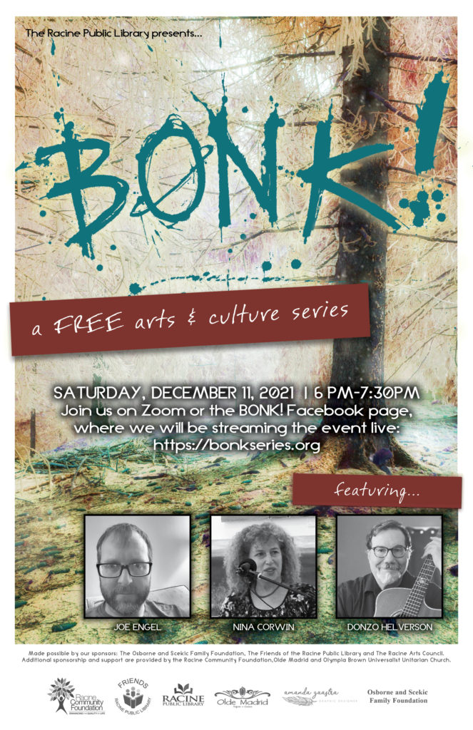 Poster for December 2021 BONK! arts & culture series event